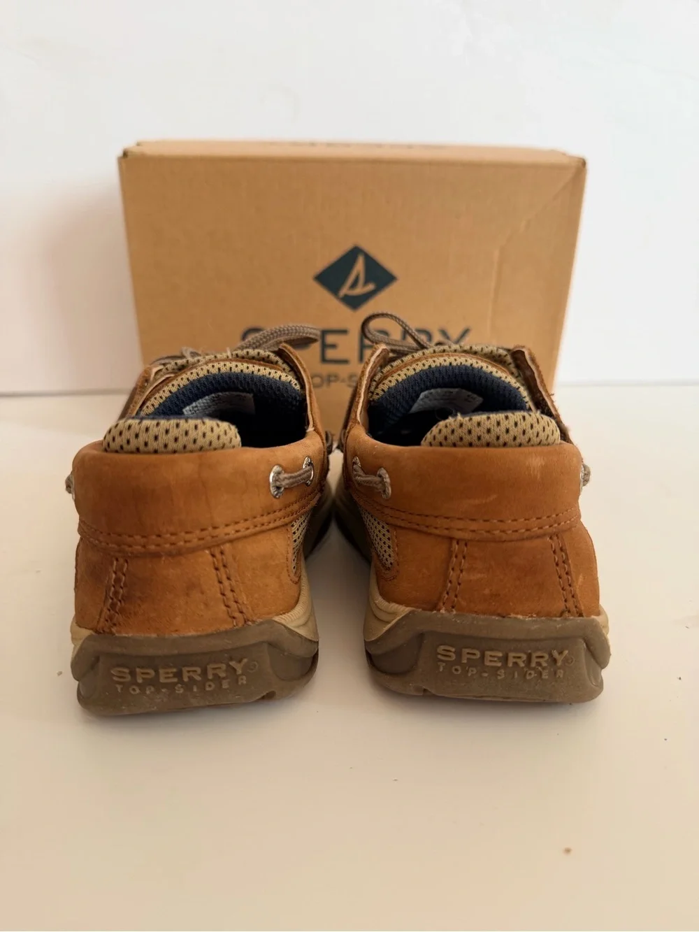 Sperry Kids Tan Brown Leather Moccasin Boat Shoes